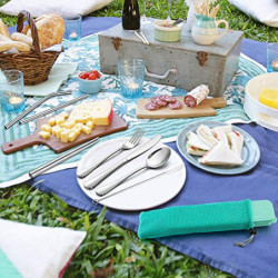 TEAMFAR Campingbesteck, 9-teilig Outdoor Reisebesteck Wanderbesteck aus Edelstahl, Picknick Besteck Set mit Messer Gabel Löff