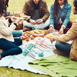 TEAMFAR Campingbesteck, 9-teilig Outdoor Reisebesteck Wanderbesteck aus Edelstahl, Picknick Besteck Set mit Messer Gabel Löff