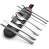 DEVICO Tragbares Camping Besteck - 8-Teiliges Edelstahl Reisebesteck mit Messer, Gabel, Löffel, Essstäbchen, Strohhalmen, Rei