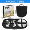 Campingbesteck Set für 2 Personen, 10pcs Picknick Geschirr Set Edelstahl Outdoor Geschirr Set, mit Löffel Gabel Messer Teller