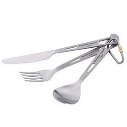 iBasingo Titan Geschirr Set Camping Gabel Löffel Messer Indoor Outdoor Ultraleichtes Besteck Proable Travel Picknick Wandern 