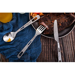 iBasingo Titan Geschirr Set Camping Gabel Löffel Messer Indoor Outdoor Ultraleichtes Besteck Proable Travel Picknick Wandern 