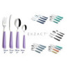 EXZACT Besteck Set 24 Stück - Edelstahl mit lebendig gefärbten Kunststoff-Handgriffen - Bequem zu halten - 6 x Gabeln, 6 x Me