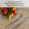 AllEco® Edelstahl Camping-Besteck inkl. Karabiner für unterwegs und Stoffbeutel zum Aufbewahren Outdoor Besteck Camping Beste
