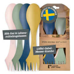 Light My Fire Spork Original Göffel 4-Pack - 3-in-1 Campingbesteck - Löffel, Gabel, Messer - Reisebesteck - BPA-Frei & Bio-Ba