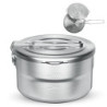 BILIPLE Camping Topf 1.5L Edelstahl Camping Geschirr mit Deckel und klappbarem Griff,Großes Fassungsvermögen Camping Topf Out
