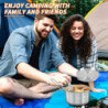 BILIPLE Camping Topf 1.5L Edelstahl Camping Geschirr mit Deckel und klappbarem Griff,Großes Fassungsvermögen Camping Topf Out