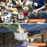 BILIPLE Camping Topf 1.5L Edelstahl Camping Geschirr mit Deckel und klappbarem Griff,Großes Fassungsvermögen Camping Topf Out