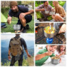 BILIPLE Camping Topf 1.5L Edelstahl Camping Geschirr mit Deckel und klappbarem Griff,Großes Fassungsvermögen Camping Topf Out