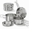 Bestargot Camping Topf Kochgeschirr Set aus Edelstahl 304, 4-teiliges Camping Topfset  900ml + 600ml , Camping Kochtopf Outdo