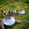 Bestargot Camping Topf Kochgeschirr Set aus Edelstahl 304, 4-teiliges Camping Topfset  900ml + 600ml , Camping Kochtopf Outdo
