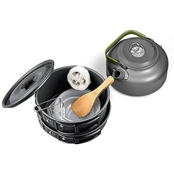 Qtiwe 10 Stück Kochgeschirr Kit Picknick Töpfe Kochgeschirr Camping Set für Camping Outdoor Wandern Picknick BBQ, Faltbare Ca