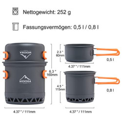 widesea Camping Kochgeschirr Set Camping Kochset Geschirr Set Outdoor Kochtopf Picknick Töpfen