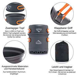 widesea Camping Kochgeschirr Set Camping Kochset Geschirr Set Outdoor Kochtopf Picknick Töpfen