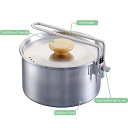 TOOSOAR Camping Topf, Edelstahl Camping Kochtopf, Campingkocher Set mit Deckel und faltbarem Griff, 1000ml Großes Fassungsver