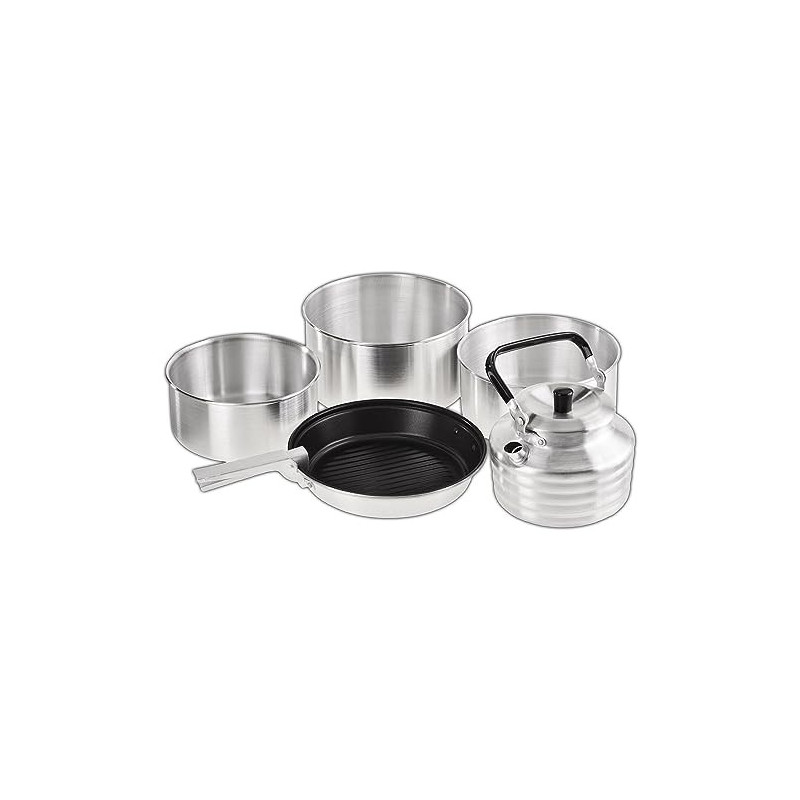 Black Crevice Camping-Kochset I Camping-Kochgeschirr aus Aluminium I Outdoor-Kochgeschirr-Set I 3 Camping-Töpfe & 1 beschicht