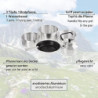 Black Crevice Camping-Kochset I Camping-Kochgeschirr aus Aluminium I Outdoor-Kochgeschirr-Set I 3 Camping-Töpfe & 1 beschicht