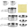 Kleemeiero Edelstahl Kochgeschirr Camping Topf Pfanne Set 8-teiligtes Camping Kochtopf Set Edelstahl Faltbar und Stapelbar Ou