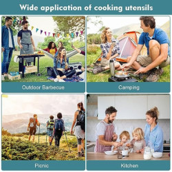 Kleemeiero Edelstahl Kochgeschirr Camping Topf Pfanne Set 8-teiligtes Camping Kochtopf Set Edelstahl Faltbar und Stapelbar Ou