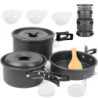 BILIPLE Camping Kochgeschirr Set Outdoor Geschirr Set Faltbare Kochtopf Set Stieltopf Pfanne Teekanne für Outdoor Picknick Ca