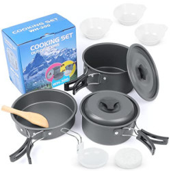 BILIPLE Camping Kochgeschirr Set Outdoor Geschirr Set Faltbare Kochtopf Set Stieltopf Pfanne Teekanne für Outdoor Picknick Ca