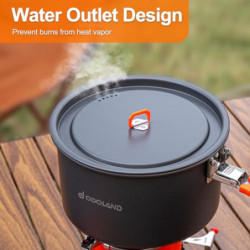 Odoland Camping Geschirr Set mit Camping Topf 4 L, Camping Bratpfanne 1.5 L, Camping Kochset für Camping Outdoor Kochen Wande