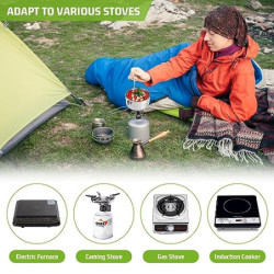 Pinsheng 1.5L Camping Kochgeschirr Edelstahl, Faltbare Camping Topf Outdoor Geschir mit Deckel und klappbarem Griff Edelstahl