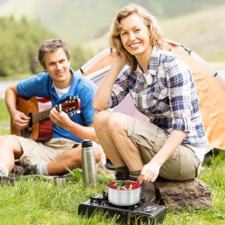 Pinsheng 1.5L Camping Kochgeschirr Edelstahl, Faltbare Camping Topf Outdoor Geschir mit Deckel und klappbarem Griff Edelstahl