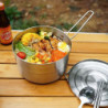 Pinsheng 1.5L Camping Kochgeschirr Edelstahl, Faltbare Camping Topf Outdoor Geschir mit Deckel und klappbarem Griff Edelstahl