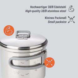 Esbit Outdoor Kochtopf 625 ml - Camping Topf aus hochwertigem Edelstahl - inkl. Deckel mit praktischer Aufhängung