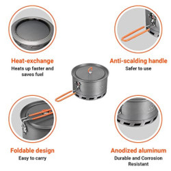 Bulin Camping Topf 2-3 Personen Wasserkessel Camping Outdoor Kochen Ausrüstung Leicht Faltbar Langlebig Alu Pfanne Wasserkoch