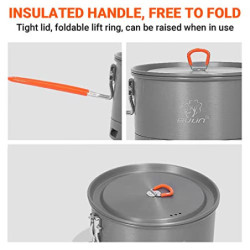 Bulin Camping Topf 2-3 Personen Wasserkessel Camping Outdoor Kochen Ausrüstung Leicht Faltbar Langlebig Alu Pfanne Wasserkoch