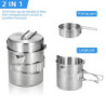 BILIPLE Camping Topf 1L Edelstahl Tasse Topf Faltbare Camping Kochtopf mit Deckel und klappbarem Griff Outdoor Geschir Kochge