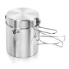 BILIPLE Camping Topf 1L Edelstahl Tasse Topf Faltbare Camping Kochtopf mit Deckel und klappbarem Griff Outdoor Geschir Kochge