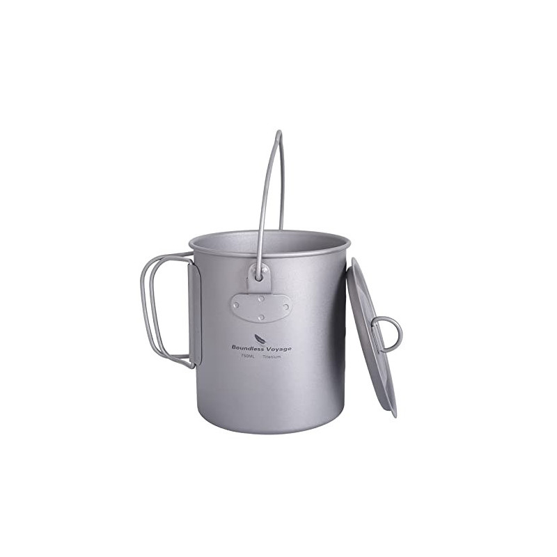 iBasingo 750ml Camping Titan Topf Tasse mit Deckel & Klappgriff Outdoor Kochgeschirr Ultraleicht Kaffee Wasser Becher Picknic iBasingo 750ml Camping Titan Topf Tasse mit Deckel & Klappgriff Outdoor Kochgeschirr Ultraleicht Kaffee Wasser Becher Picknic