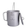 iBasingo 750ml Camping Titan Topf Tasse mit Deckel & Klappgriff Outdoor Kochgeschirr Ultraleicht Kaffee Wasser Becher Picknic