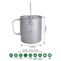 iBasingo 750ml Camping Titan Topf Tasse mit Deckel & Klappgriff Outdoor Kochgeschirr Ultraleicht Kaffee Wasser Becher Picknic