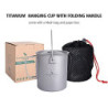 iBasingo 750ml Camping Titan Topf Tasse mit Deckel & Klappgriff Outdoor Kochgeschirr Ultraleicht Kaffee Wasser Becher Picknic