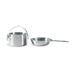 Tatonka Camping-Kochset Kettle 4,0 L - Topf und Pfanne aus Edelstahl - 4 Liter Volumen - Mit Henkel zum Aufhängen - Ø 23,5 x 