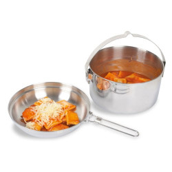 Tatonka Camping-Kochset Kettle 4,0 L - Topf und Pfanne aus Edelstahl - 4 Liter Volumen - Mit Henkel zum Aufhängen - Ø 23,5 x 
