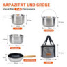 KingCamp Camping Kochset mit undichter Korb,Camping Kochgeschirr aus Edelstahl,Antihaftbeschichtete Pfanne,Camping TöpfeSet f