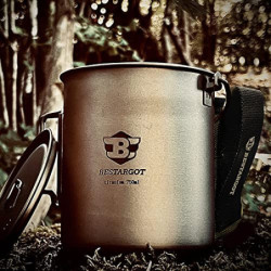 Bestargot 750ml Titan Becher Tasse mit Isolierbeutel, Geschirr Set, Outdoor-Topf Kochgeschirr, Große Kapazität für Solo-Campi