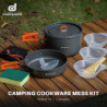 Odoland Camping Kochgeschirr Set, 9-Teilig Outdoor Geschirr Set mit Camping Topf 1L, Camping Bratpfanne 0.55L für Camping Out