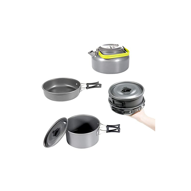 Diealles Camping Kochgeschirr Set, Camping Kochgeschirr Topf für Outdoor Camping, Wandern, Backpacking Kochen