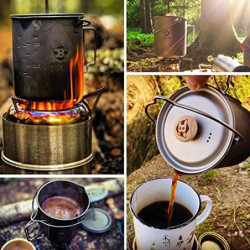 Bestargot Camping Titan Topf Becher Tasse Outdoor, 750ml max French Press Titan Campinggeschirr, Outdoor kaffeekocher Camping
