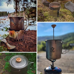 Bestargot Camping Titan Topf Becher Tasse Outdoor, 750ml max French Press Titan Campinggeschirr, Outdoor kaffeekocher Camping