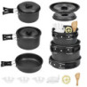 EMAGEREN Camping Geschirr Set 9 Teilige Camping Kochgeschirr Set 2-3 Personen Outdoor Camping Geschirr Set Kochtopf Set mit C