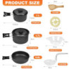 EMAGEREN Camping Geschirr Set 9 Teilige Camping Kochgeschirr Set 2-3 Personen Outdoor Camping Geschirr Set Kochtopf Set mit C