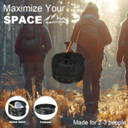 EMAGEREN Camping Geschirr Set 9 Teilige Camping Kochgeschirr Set 2-3 Personen Outdoor Camping Geschirr Set Kochtopf Set mit C