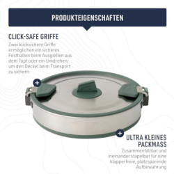SEA TO SUMMIT - Detour Pot 3L - Zusammenfaltbarer Campingtopf - 2 bis 3 Personen - Abnehmbare Click-Safe-Griffe - Gas & Induk